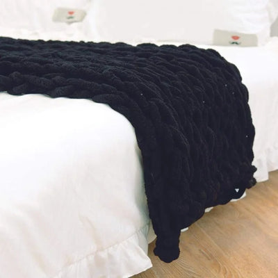 Hand Chunky Knitted Blanket Handmade Coarse Wool Woven