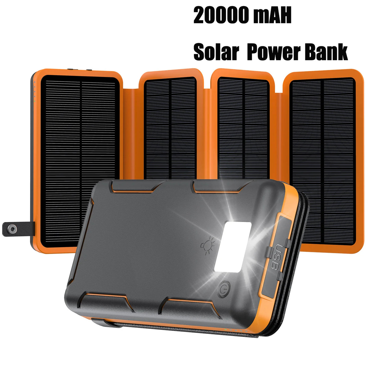 New Portable Solar Power Bank 20000mAh Large Capacity Charger