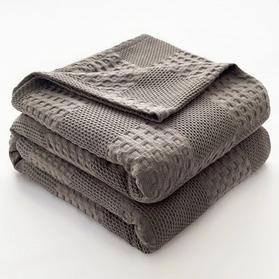 Battilo Cotton Throw Blanket Soft Breathable Waffle Blanket