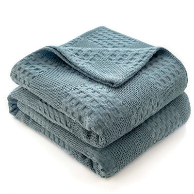Battilo Cotton Throw Blanket Soft Breathable Waffle Blanket