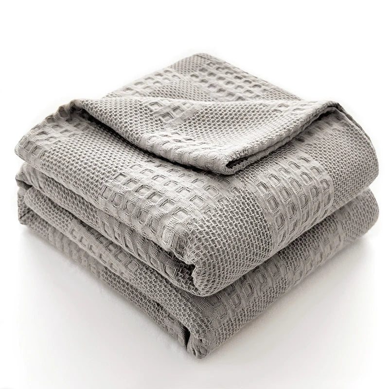 Battilo Cotton Throw Blanket Soft Breathable Waffle Blanket