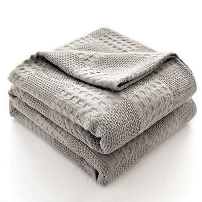 Battilo Cotton Throw Blanket Soft Breathable Waffle Blanket