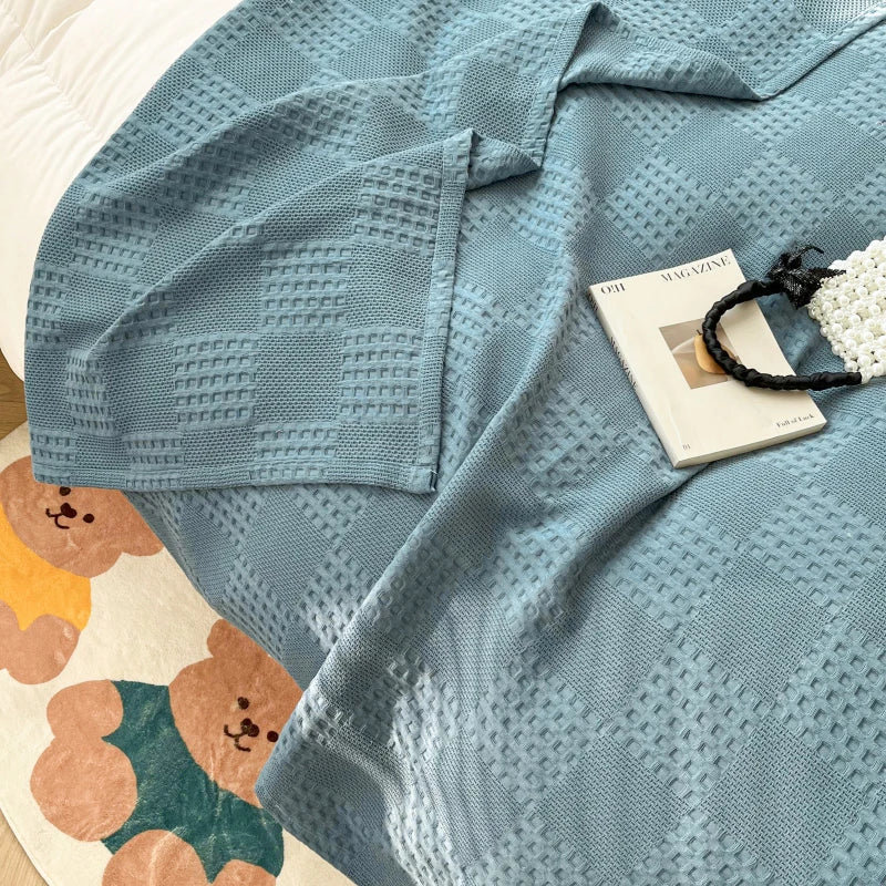 Battilo Cotton Throw Blanket Soft Breathable Waffle Blanket
