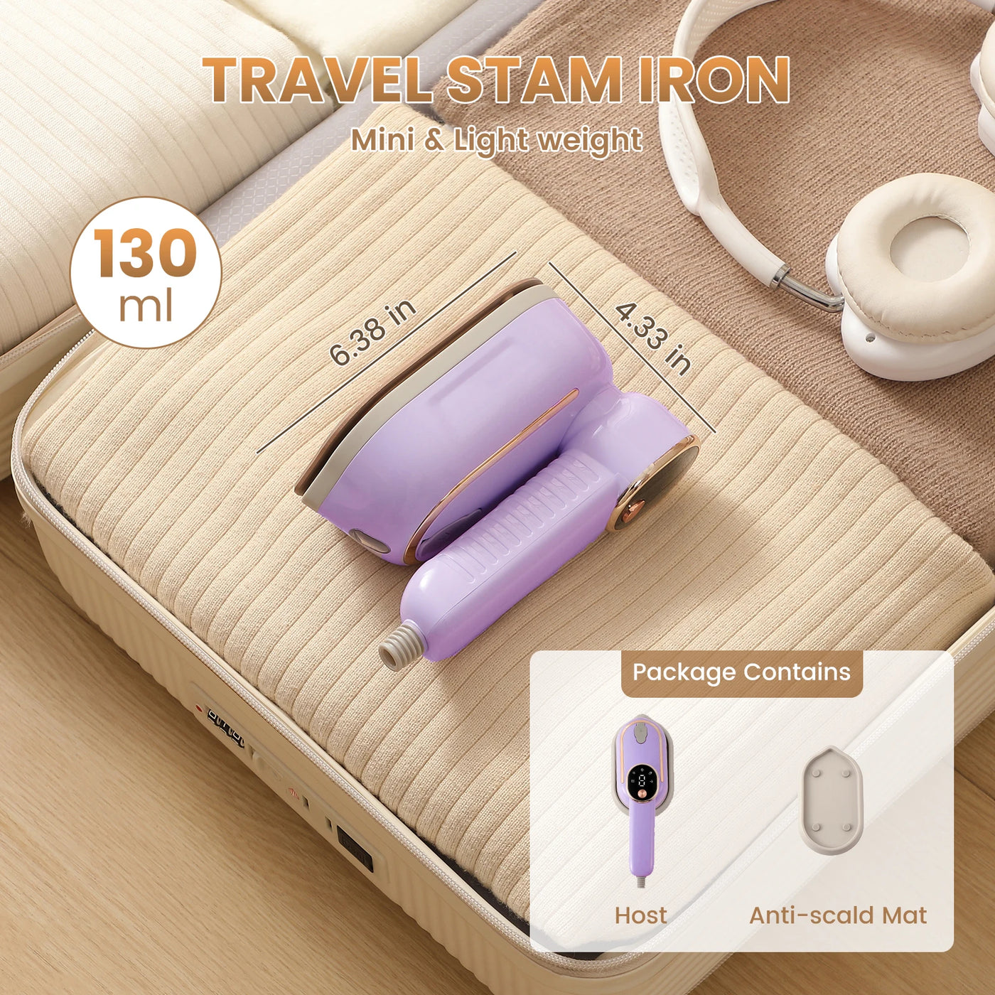 Portable mini steam iron with four temperature control