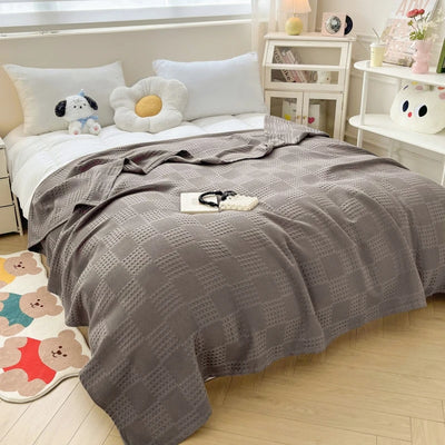 Battilo Cotton Throw Blanket Soft Breathable Waffle Blanket