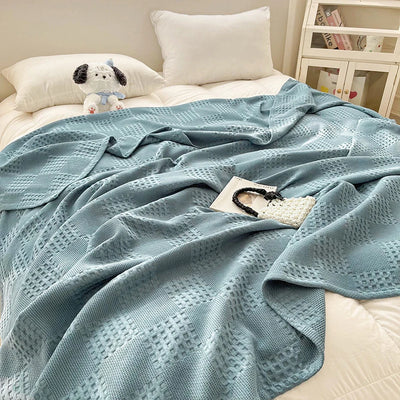 Battilo Cotton Throw Blanket Soft Breathable Waffle Blanket